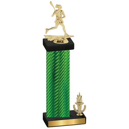 Accented Single Green Carbon Fiber Victory Lacrosse Trophy