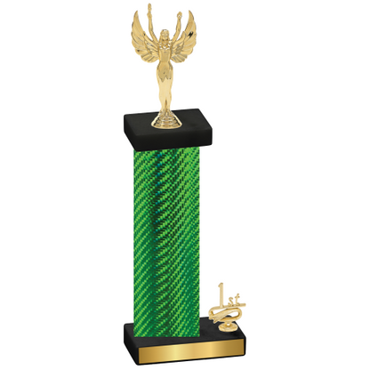 Accented Single Green Carbon Fiber First Place Victory Trophy