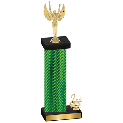 Accented Single Green Carbon Fiber Second Place Victory Trophy