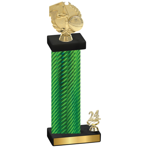 Accented Single Green Carbon Fiber Year Basketball Trophy