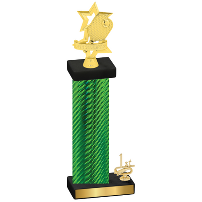 Accented Single Green Carbon Fiber First Place Pickleball Trophy