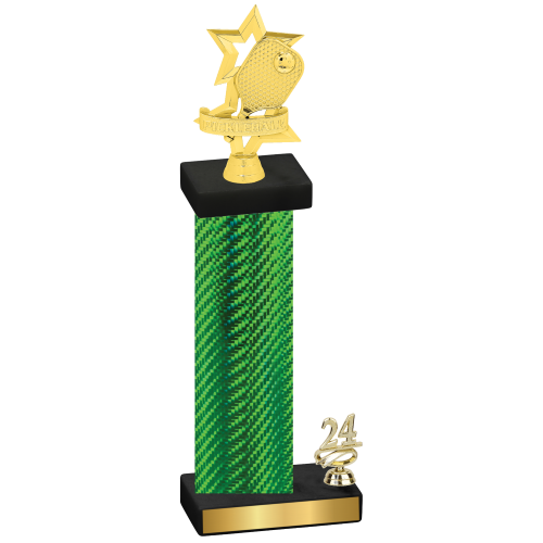 Accented Single Green Carbon Fiber Year Pickleball Trophy