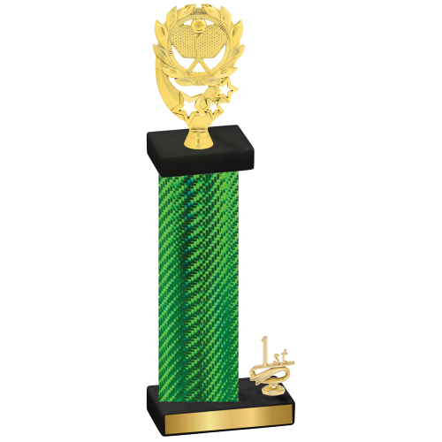 Accented Single Green Carbon Fiber First Place Pickleball Trophy