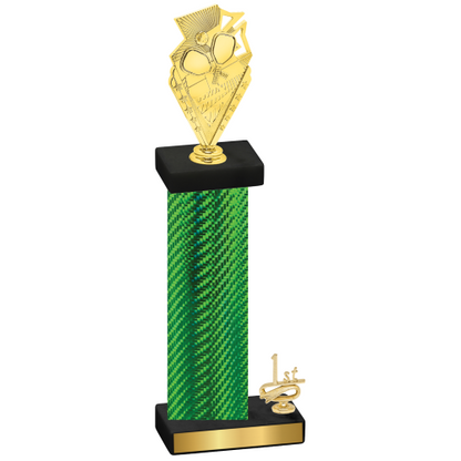 Accented Single Green Carbon Fiber First Place Pickleball Trophy