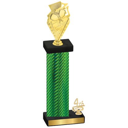 Accented Single Green Carbon Fiber Fourth Place Pickleball Trophy