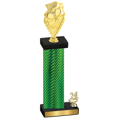 Accented Single Green Carbon Fiber Year Pickleball Trophy