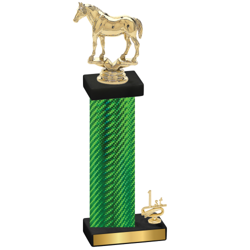 Accented Single Green Carbon Fiber First Place Horses Trophy