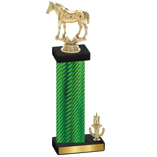 Accented Single Green Carbon Fiber Victory Horses Trophy