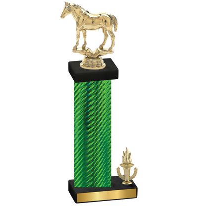 Accented Single Green Carbon Fiber Victory Horses Trophy