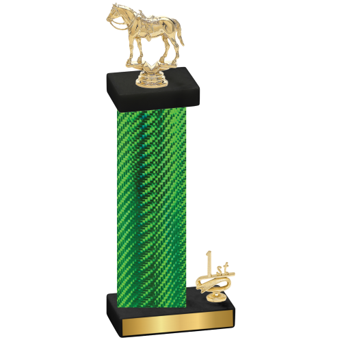 Accented Single Green Carbon Fiber First Place Horses Trophy