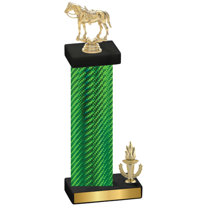 Accented Single Green Carbon Fiber Victory Horses Trophy