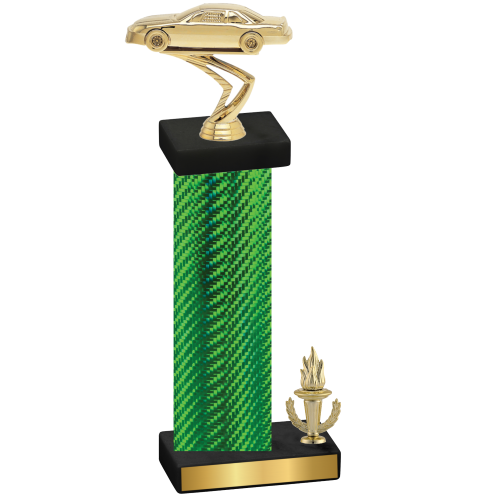 Accented Single Green Carbon Fiber Victory Cars Trophy