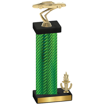 Accented Single Green Carbon Fiber Victory Cars Trophy