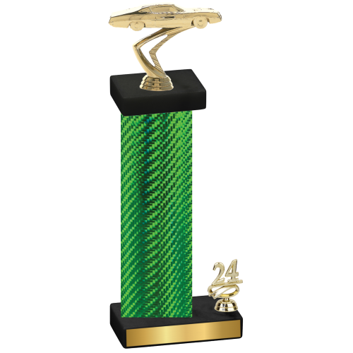 Accented Single Green Carbon Fiber Year Cars Trophy