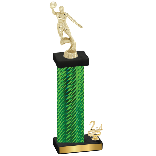 Accented Single Green Carbon Fiber Second Place Basketball Trophy