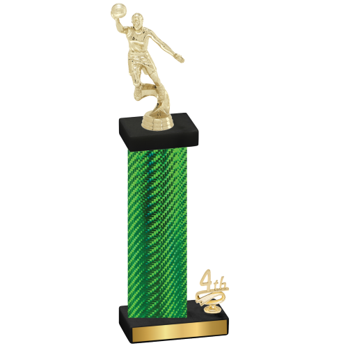 Accented Single Green Carbon Fiber Fourth Place Basketball Trophy