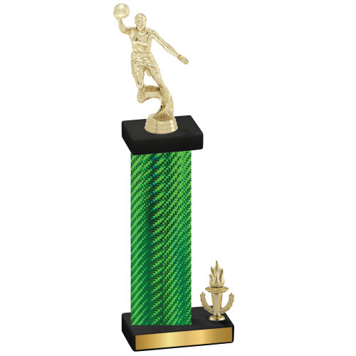 Accented Single Green Carbon Fiber Victory Basketball Trophy