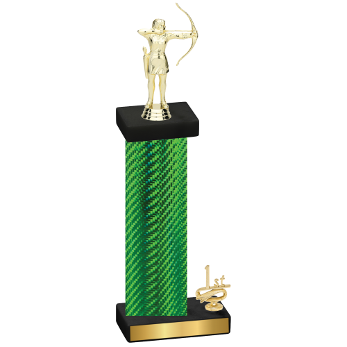 Accented Single Green Carbon Fiber First Place Archery Trophy