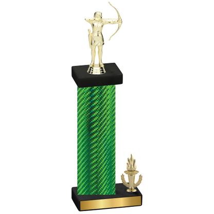 Accented Single Green Carbon Fiber Victory Archery Trophy