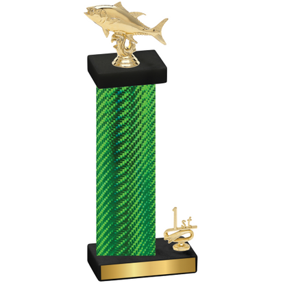 Accented Single Green Carbon Fiber First Place Fishing Trophy