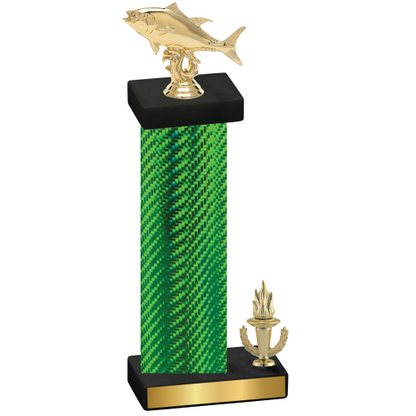 Accented Single Green Carbon Fiber Victory Fishing Trophy