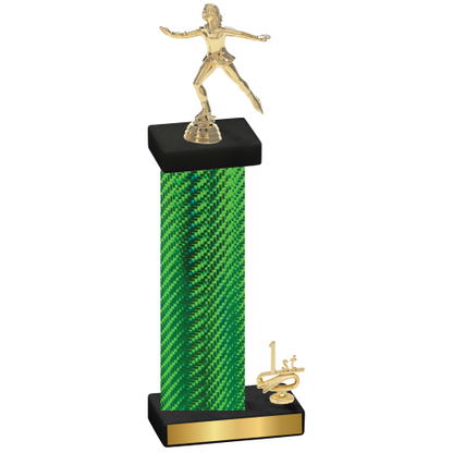 Accented Single Green Carbon Fiber First Place Skater Trophy