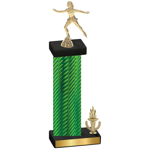 Accented Single Green Carbon Fiber Victory Skater Trophy