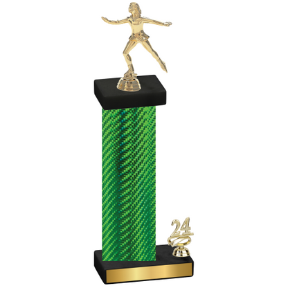 Accented Single Green Carbon Fiber Year Skater Trophy