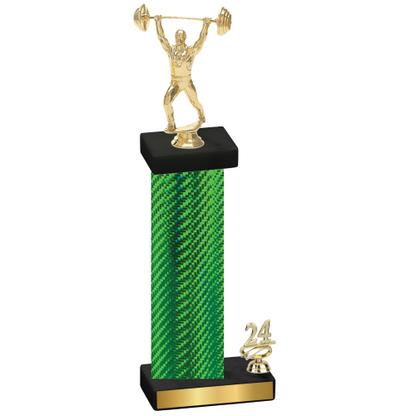 Accented Single Green Carbon Fiber Year Weights Trophy