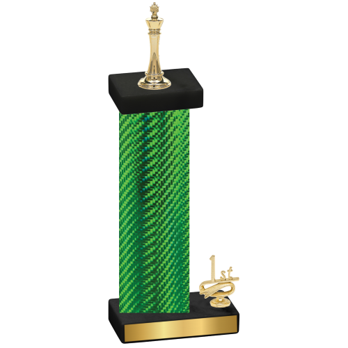 Accented Single Green Carbon Fiber First Place Chess Trophy