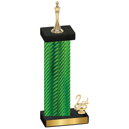 Accented Single Green Carbon Fiber Second Place Chess Trophy