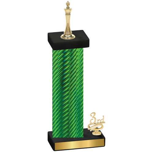 Accented Single Green Carbon Fiber Third Place Chess Trophy