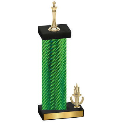 Accented Single Green Carbon Fiber Victory Chess Trophy