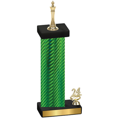 Accented Single Green Carbon Fiber Year Chess Trophy