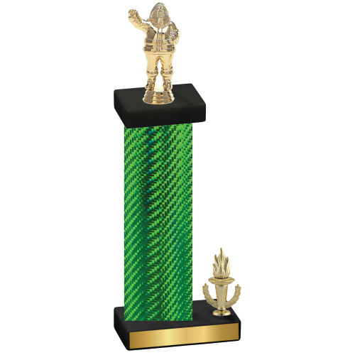 Accented Single Green Carbon Fiber Victory Holiday Trophy