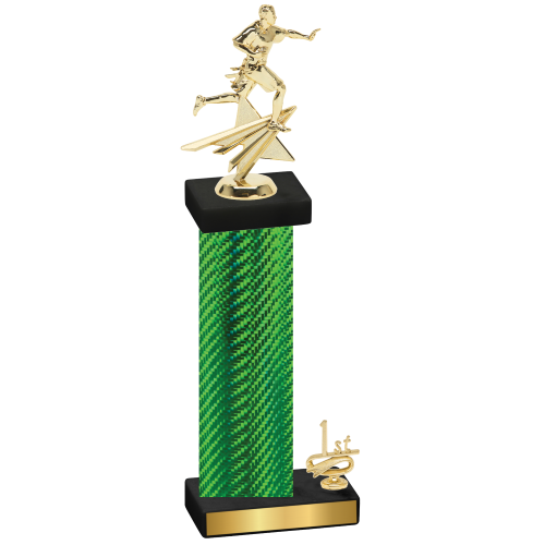 Accented Single Green Carbon Fiber First Place Flag Football Trophy