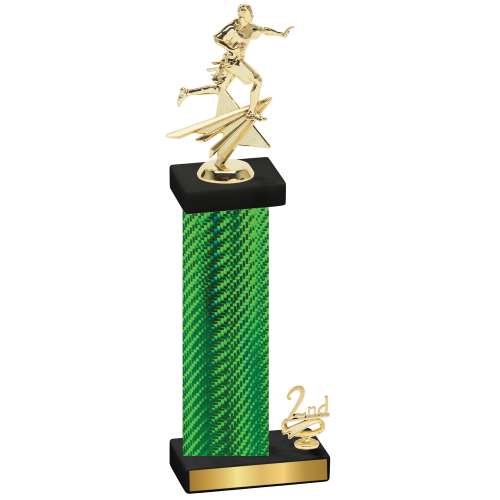 Accented Single Green Carbon Fiber Second Place Flag Football Trophy