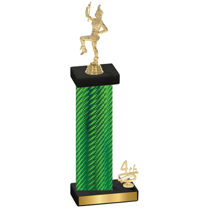 Accented Single Green Carbon Fiber Fourth Place Majorette Trophy