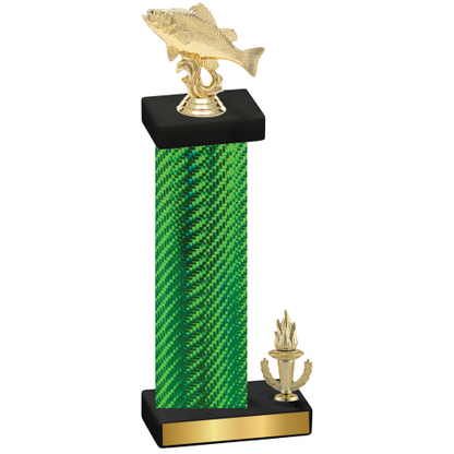 Accented Single Green Carbon Fiber Victory Fishing Trophy