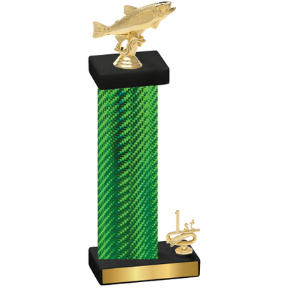 Accented Single Green Carbon Fiber First Place Fishing Trophy