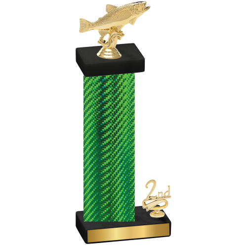 Accented Single Green Carbon Fiber Second Place Fishing Trophy