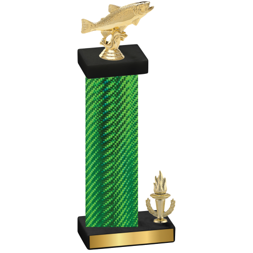 Accented Single Green Carbon Fiber Victory Fishing Trophy