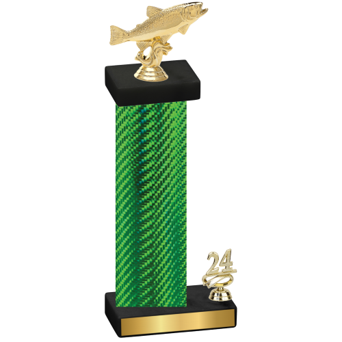 Accented Single Green Carbon Fiber Year Fishing Trophy