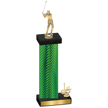 Accented Single Green Carbon Fiber First Place Golf Trophy