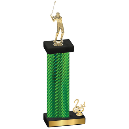 Accented Single Green Carbon Fiber Second Place Golf Trophy