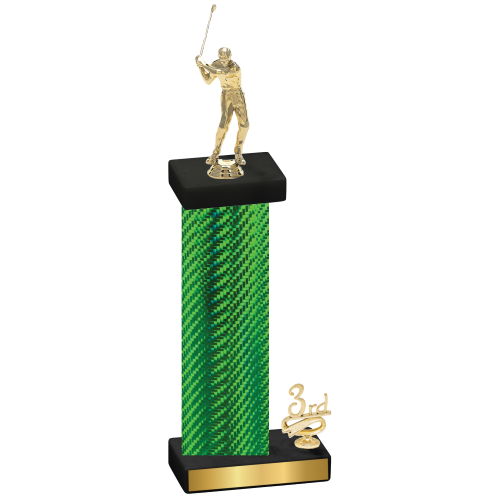Accented Single Green Carbon Fiber Third Place Golf Trophy