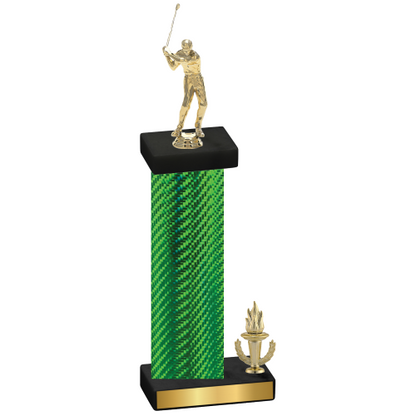 Accented Single Green Carbon Fiber Victory Golf Trophy