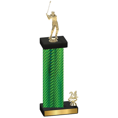 Accented Single Green Carbon Fiber Year Golf Trophy