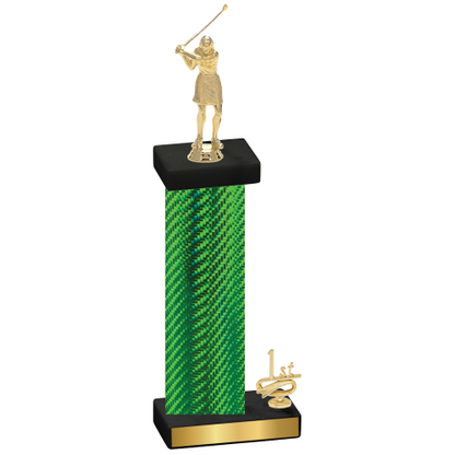 Accented Single Green Carbon Fiber First Place Golf Trophy