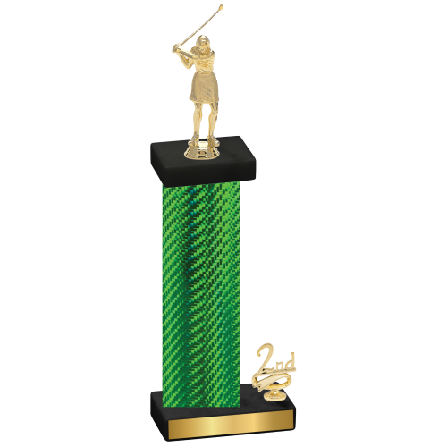 Accented Single Green Carbon Fiber Second Place Golf Trophy